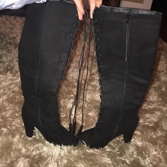 🖤over the knee black lace up boots - Picture 2 of 8